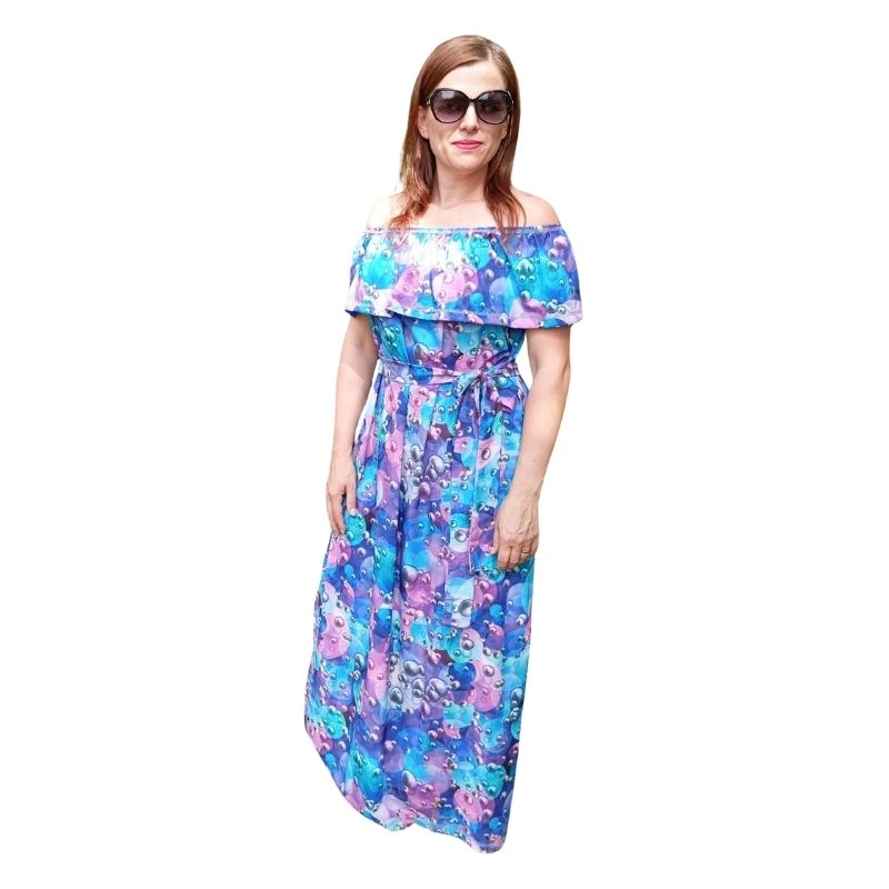 Dlouhé dámské letní šaty Bublinky, vel. M/XL