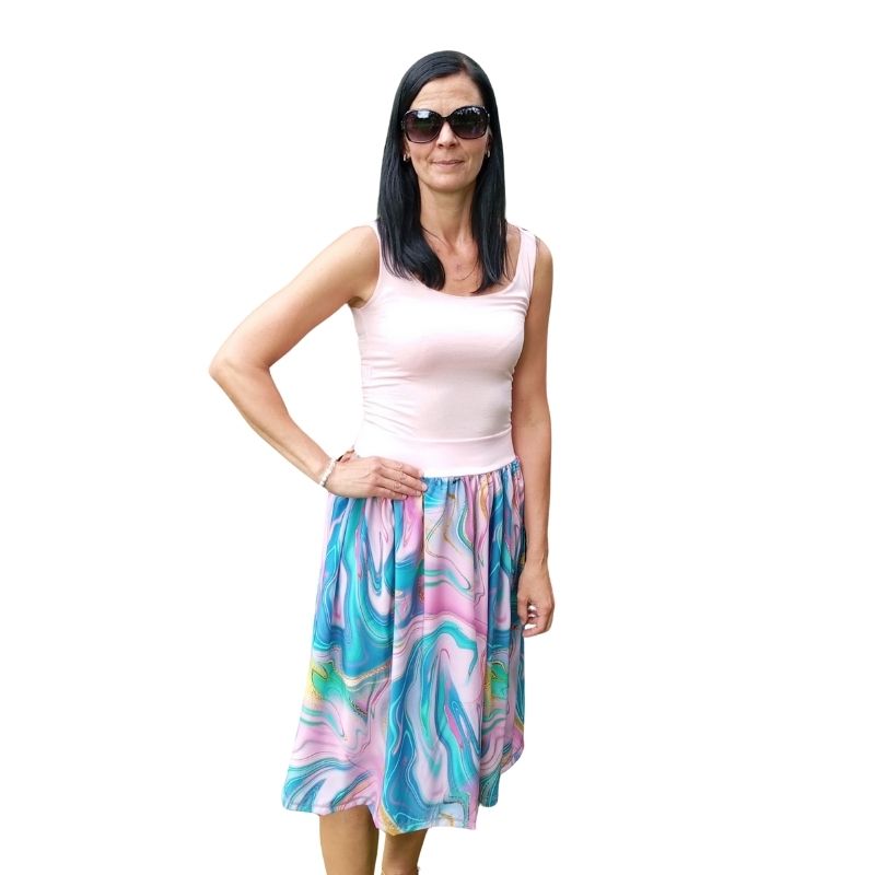 Dámská letní sukně silky, vzor květy, vel. UNI 