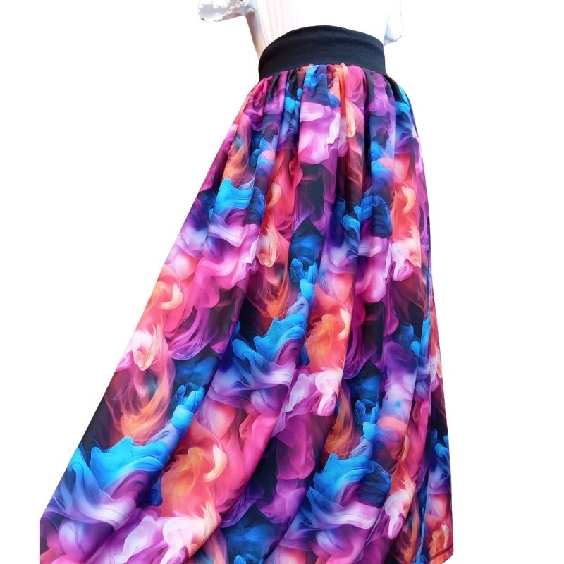 Nikolex Dámská sukně silky, vzor duhový kouř, vel. UNI