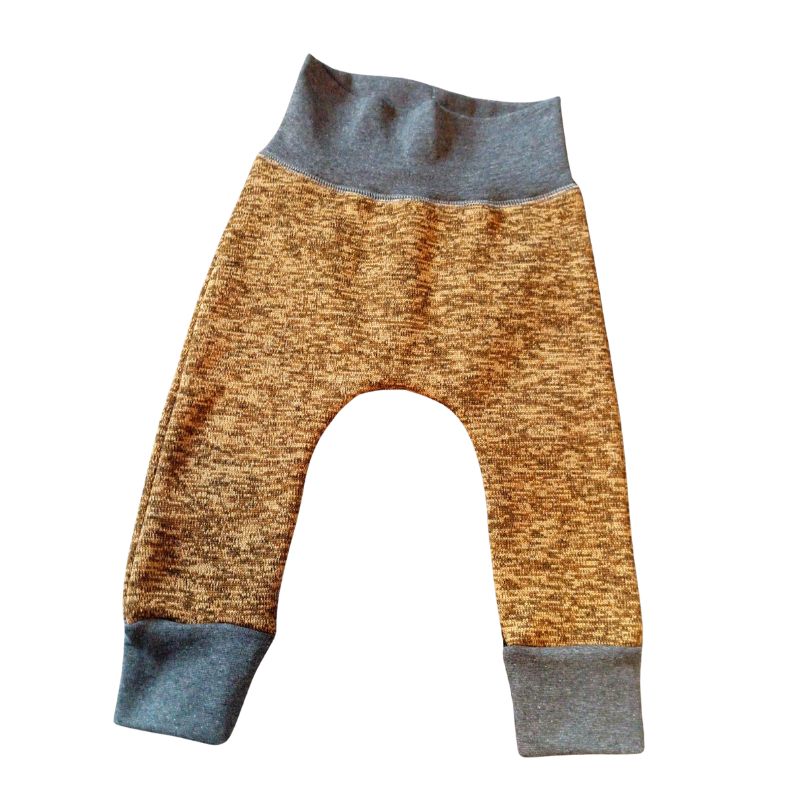 NIKOLEX Dětské rostoucí harémky, svetrovinové kalhoty, barva melír, vel. 86/98