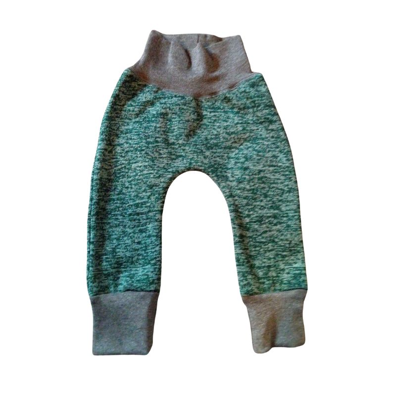 NIKOLEX Dětské rostoucí harémky, svetrovinové kalhoty, barva melír, vel. 86/98