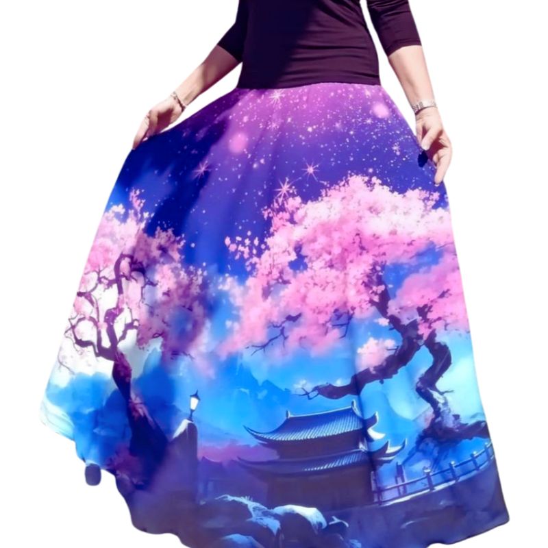 Dámská dlouhá půlkolová sukně, sakura, vel. L/XL
