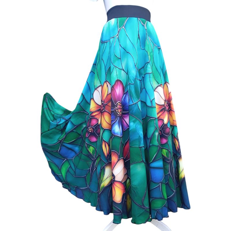 Dámská půlkolová maxi sukně ferra úplet, vitráž, vel. L/XL
