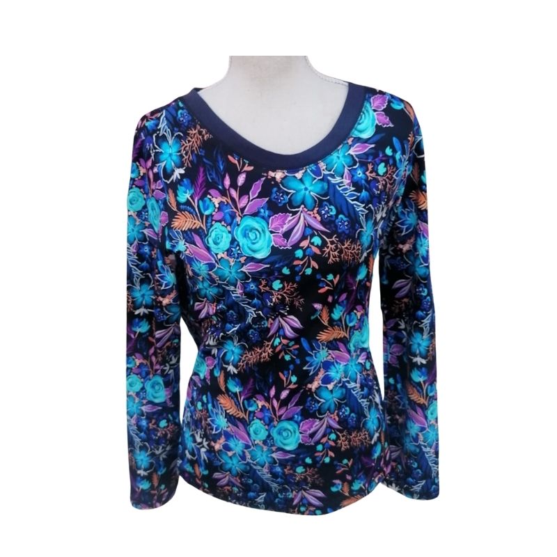 Nikolex Květované dámské triko z úpletu, vel. L/XL