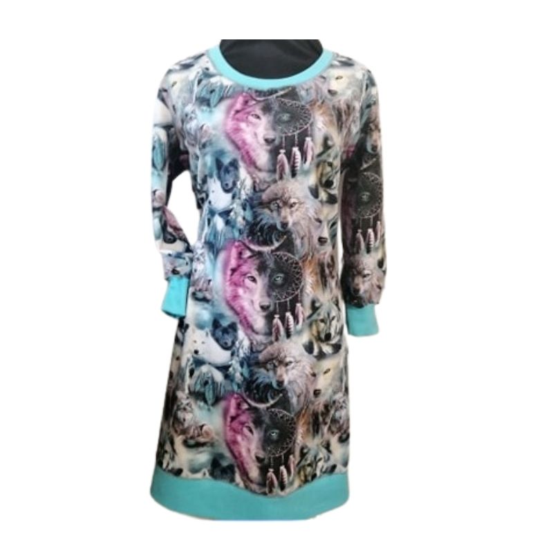 Nikolex Dámské šaty jarní/podzimní Vlci, vel. L/XL