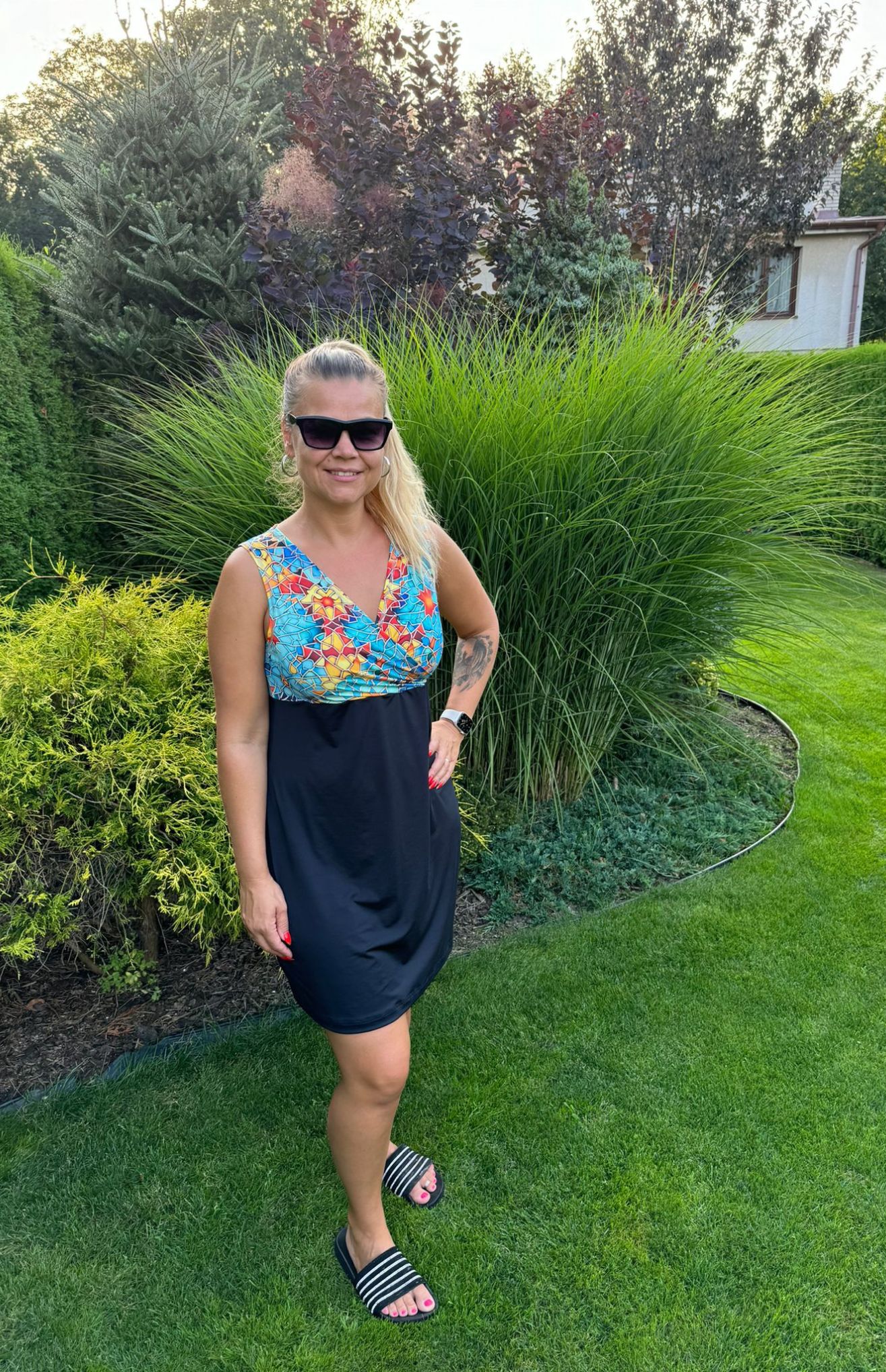 Úpletové dámské šaty Nikolex, mramorované, vel. 38/40