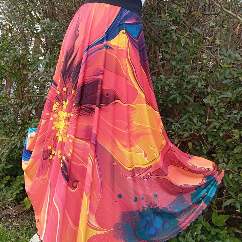 Dámská maxi sukně Květ oranž, venezia, vel. S/L