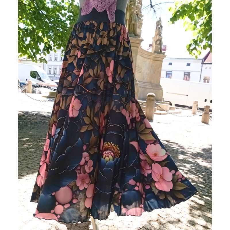 Dámská maxi sukně květinový vzor, Venezia vel. L/XL