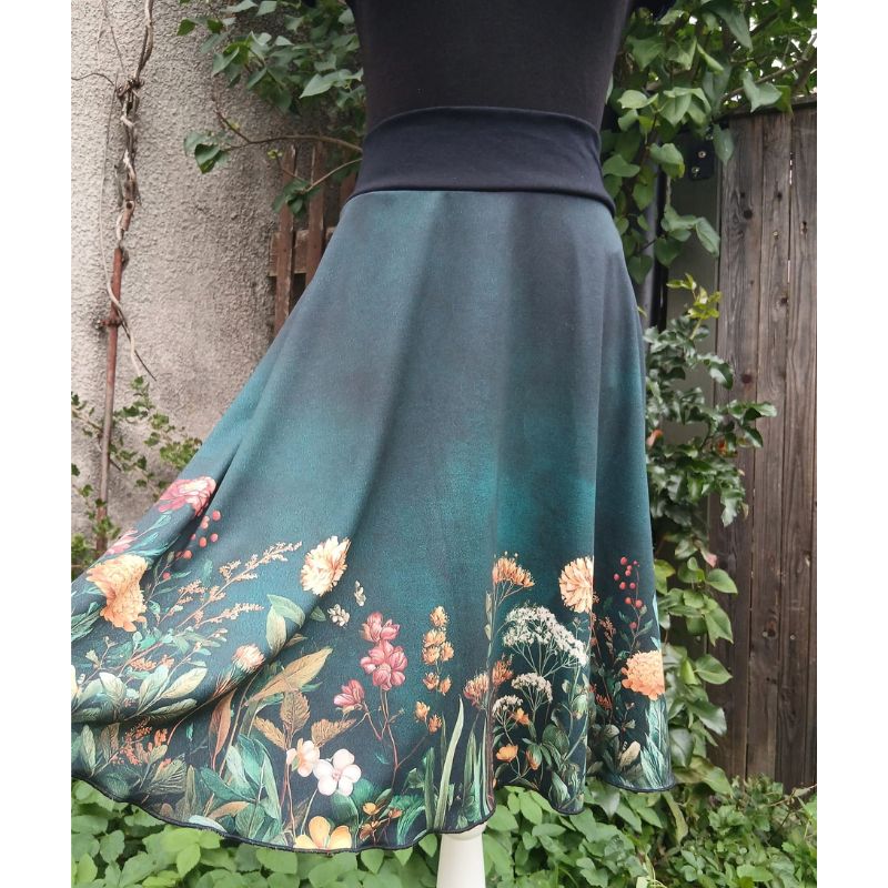 Dámská půlkolová sukně Bella s vintage květinami, vel. S/L