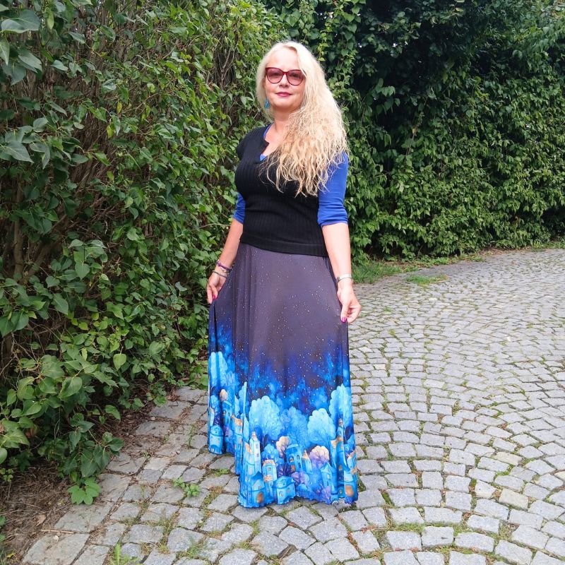 Dámská maxi sukně z materiálu Venezia - Hvězdné městečko, vel. S/L