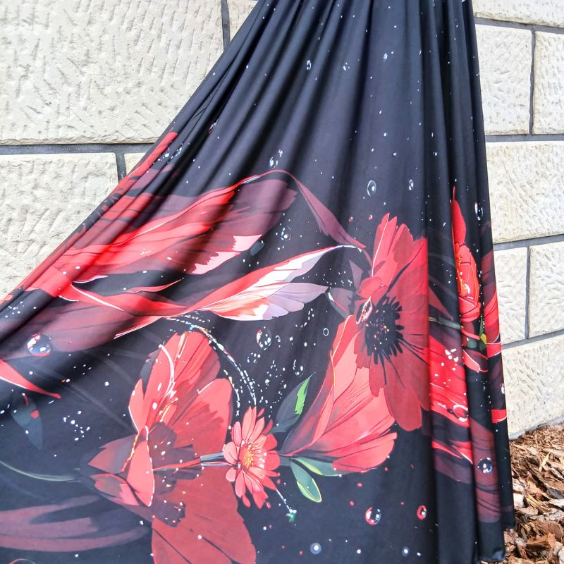 Dámská dlouhá maxi sukně Venezia Červené květy, vel. L/XL