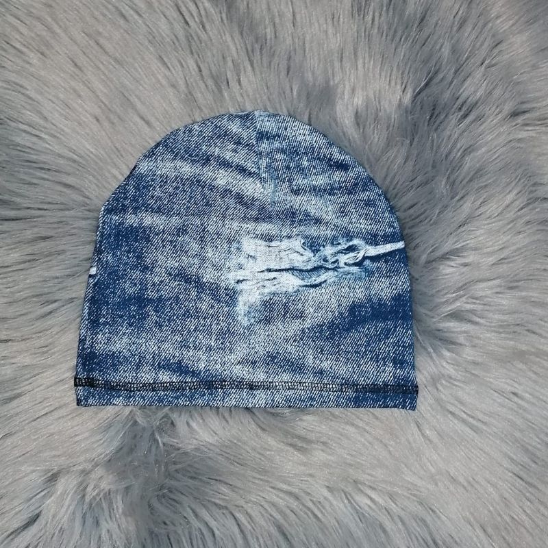 Jednovrstvá čepice, vz. geometrické jeans, vel. 52/55