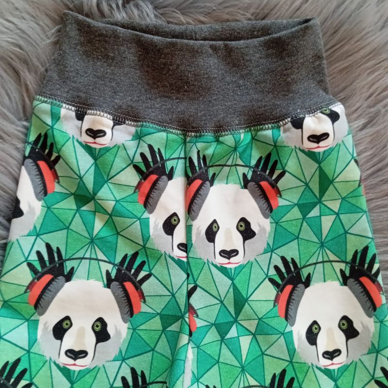 NIKOLEX Chlapecké rostoucí legíny teplákové, panda se sluchátky, vel. 86-104