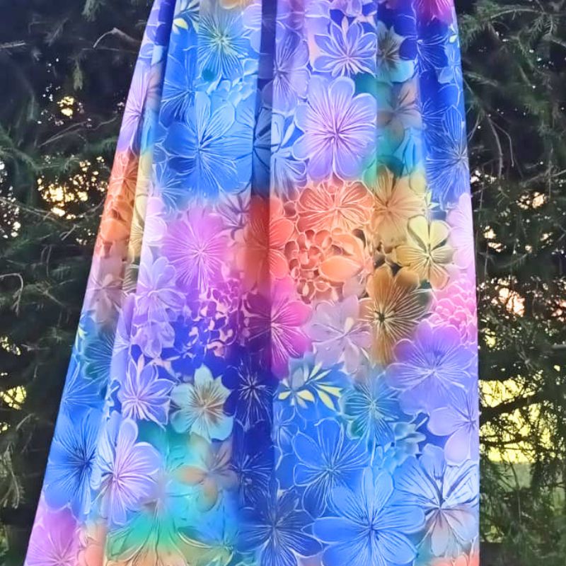 Dámská dlouhá sukně Duhové květy silky UNI 