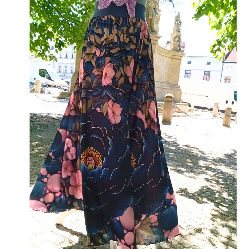 Dámská maxi sukně květinový vzor, Venezia vel. L/XL