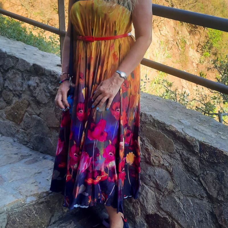 Dámské šaty sukně 2v1 Venezia, máky L/XL