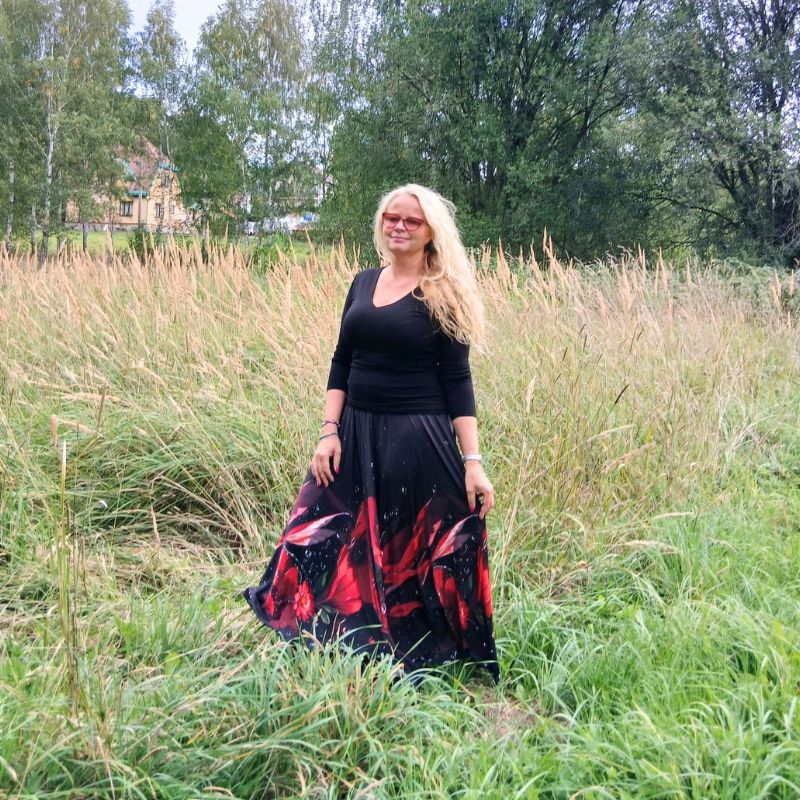 Dámská dlouhá maxi sukně Venezia Červené květy, vel. L/XL