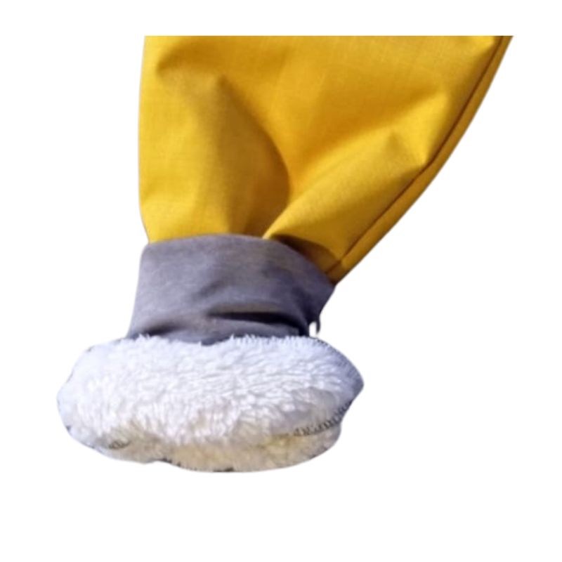 Zimní softshellové kalhoty s beránkem chlapecké žluté, vel. 86/104