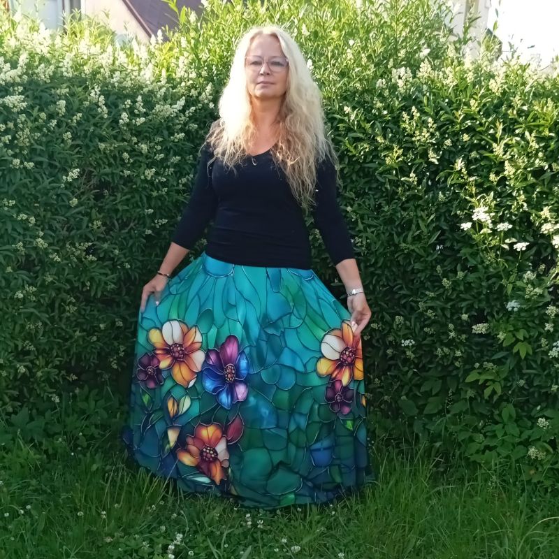 Dámská půlkolová sukně venezia, vitráž, vel. L/XL