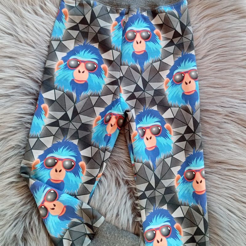 NIKOLEX Chlapecké rostoucí legíny teplákové, opice v brýlích, vel. 86-104