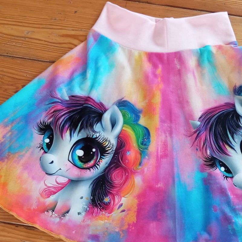 NIKOLEX Dívčí letní kolová sukně poníci, vel. 110/122