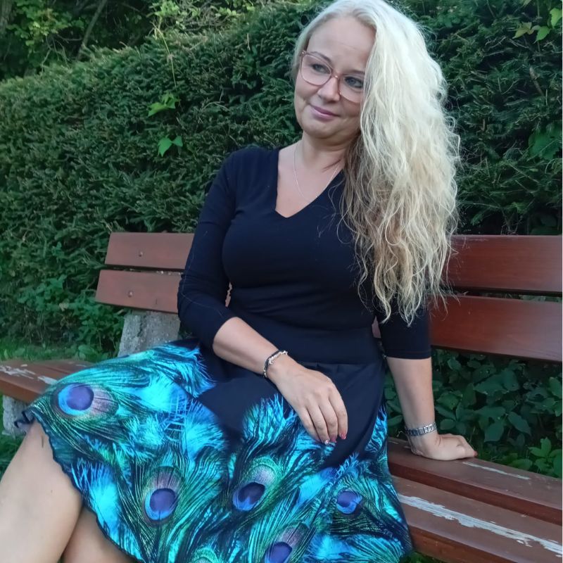 Nikolex Dámská sukně z úpletu Páv, vel. L/XL