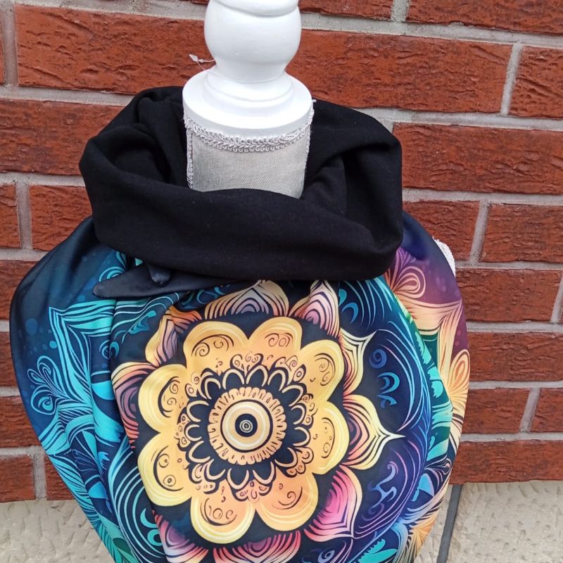 Maxi oboustranný dámský šátek teplákovina, Mandala