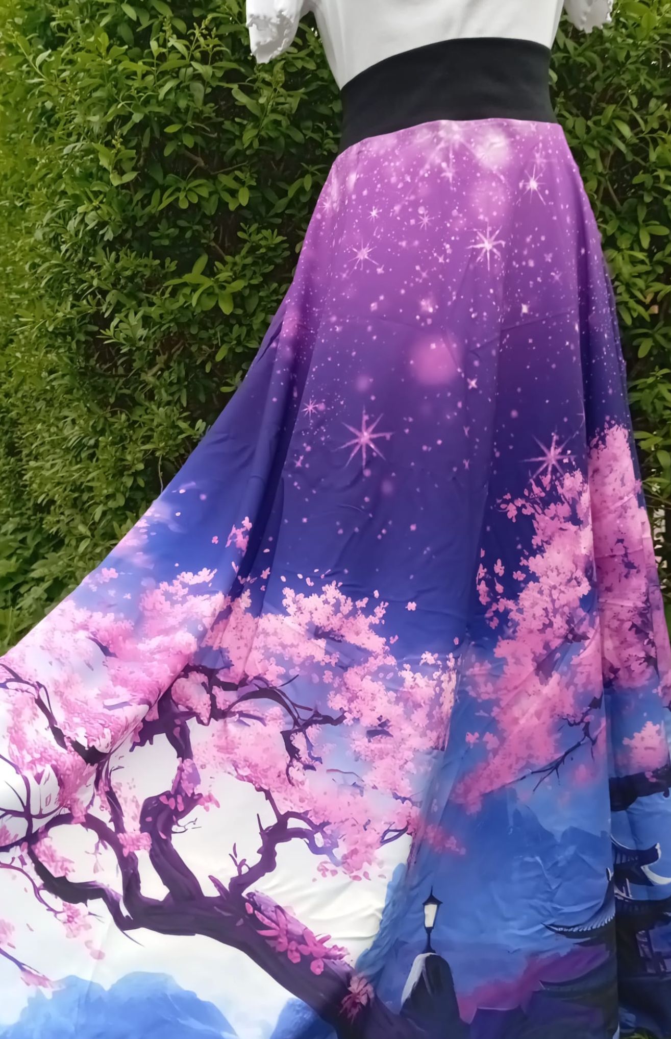 Dámská dlouhá půlkolová sukně, sakura, vel. S/L