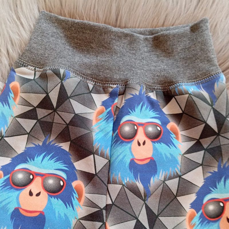 NIKOLEX Chlapecké rostoucí legíny teplákové, opice v brýlích, vel. 86-104