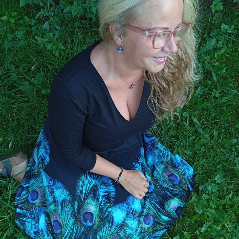 Nikolex Dámská sukně z úpletu Páv, vel. L/XL