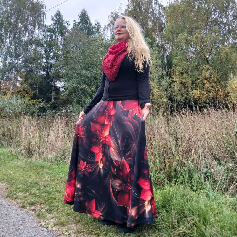 Dámská dlouhá maxi sukně Ferra Ohnivé květy vel. S/L