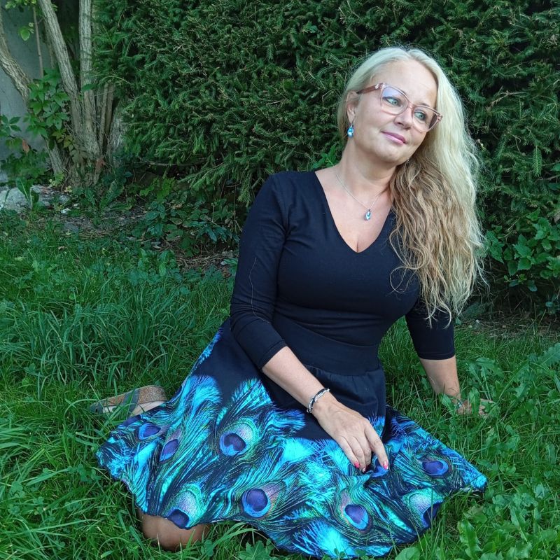 Nikolex Dámská sukně z úpletu Páv, vel. L/XL