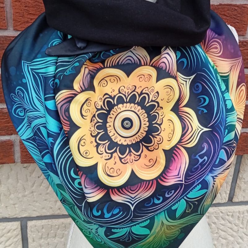 Maxi oboustranný dámský šátek teplákovina, Mandala