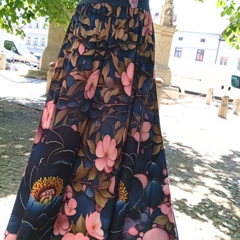 Dámská maxi sukně květinový vzor, Venezia vel. L/XL