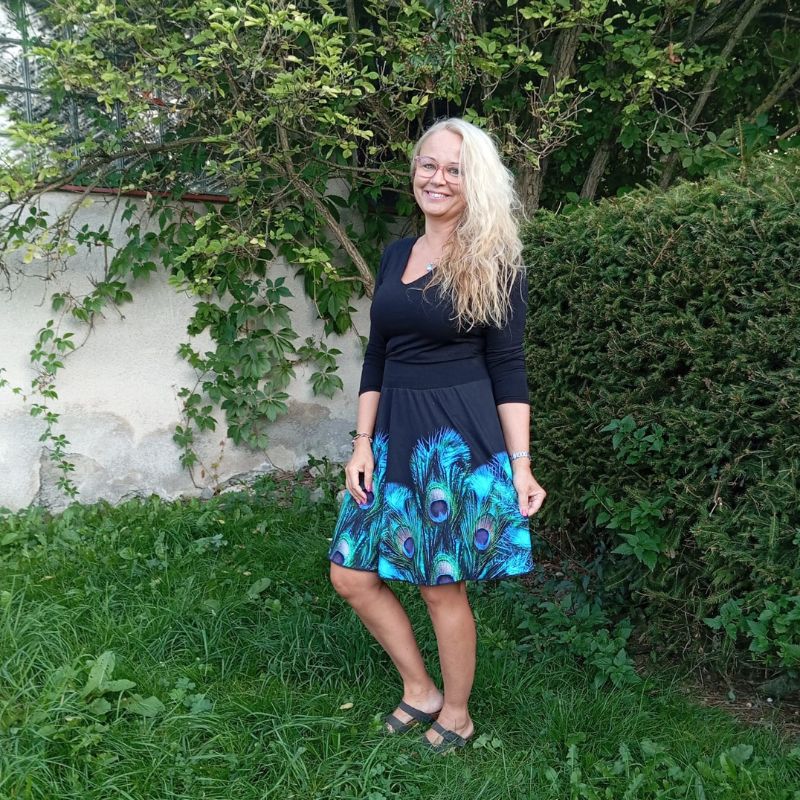 Nikolex Dámská sukně z úpletu Páv, vel. L/XL