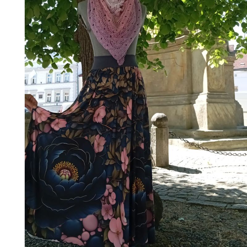Dámská maxi sukně květinový vzor, Venezia vel. L/XL
