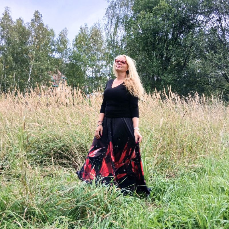 Dámská dlouhá maxi sukně Venezia Červené květy, vel. L/XL