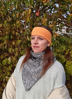 NIKOLEX Oboustranná svetrovinová čelenka barva hořčicová, vel. 53/55