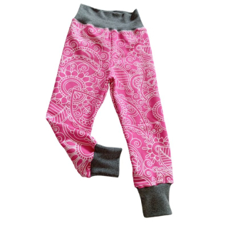 NIKOLEX Dívčí rostoucí legínky teplákovina, růžové, vzor vel. 86-104