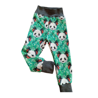 NIKOLEX Chlapecké rostoucí legíny teplákové, panda se sluchátky, vel. 86-104