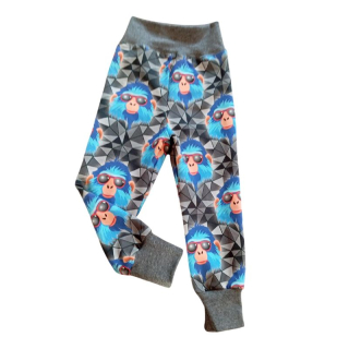 NIKOLEX Chlapecké rostoucí legíny teplákové, opice v brýlích, vel. 86-104