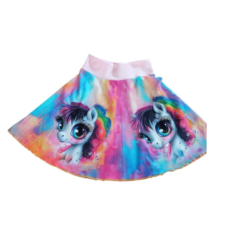 NIKOLEX Dívčí letní kolová sukně poníci, vel. 110/122