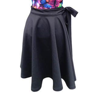 Zavinovací kolová sukně z úpletu, černá, délka 60cm, vel. S/XL