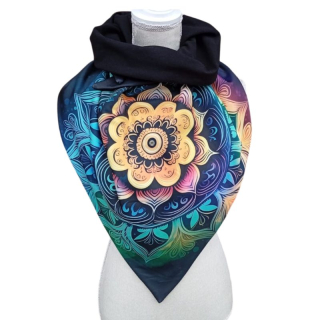 Maxi oboustranný dámský šátek teplákovina, Mandala