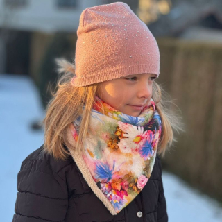 Dívčí oboustranný šátek květy růžový