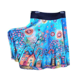 Dámská půlkolová sukně Domečky, vel. L/XL