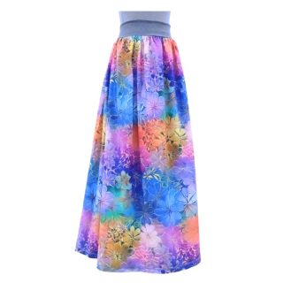 Dámská dlouhá sukně Duhové květy silky UNI 