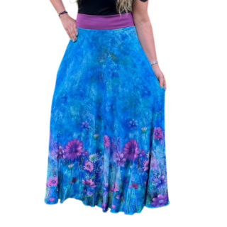 Dámská maxi sukně Květy na modré Venezia vel. S/L