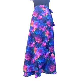 Zavinovací letní maxi sukně s květinovým potiskem ze silky, vel. UNI