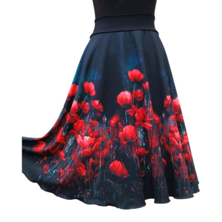 Dámská půlkolová sukně s červenými vlčími máky Bella, vel. S/L
